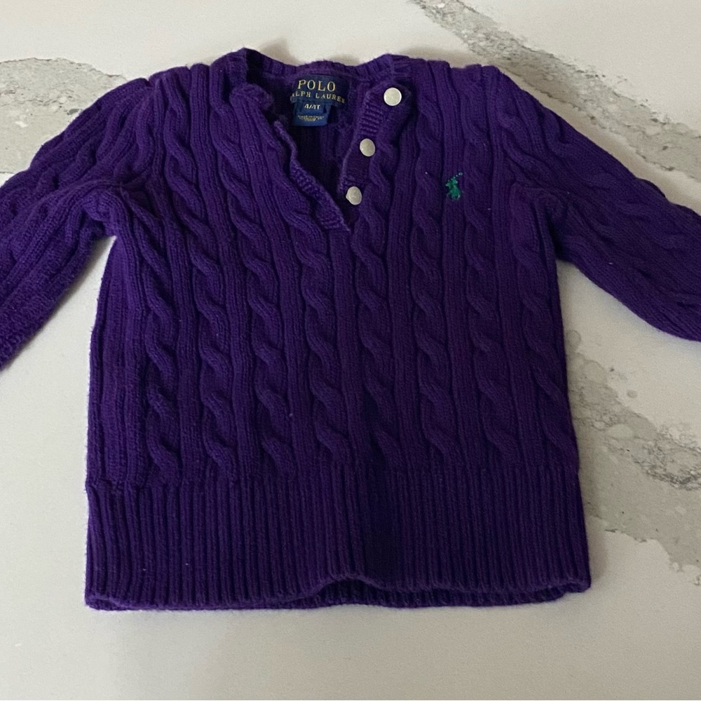 4T purple cable knit sweater